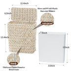 Wicker Trash Can with Lid and Liner, Boho Decotative Small Bathroom Trash Cans - Image 4