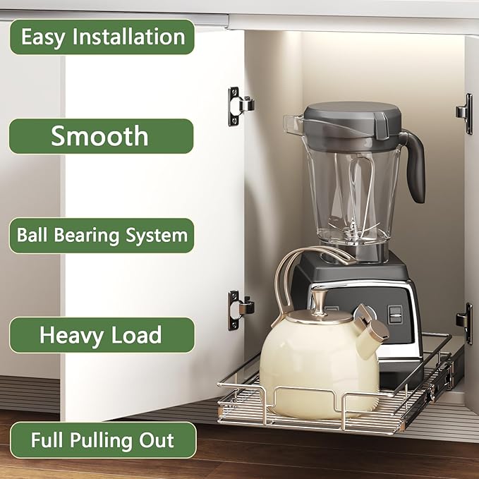Pull Out Cabinet Organizer 13½" W x 21½" D, Heavy Duty Cabinet Pull Out Shelves - Image 2