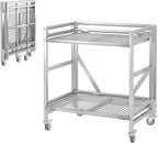 2 Shelf Rolling Cart with Wheels, 660lbs Capacity Collapsible Steel Rolling by ChincoStar