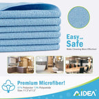 AIDEA Blue Microfiber Cleaning Cloth 24PK, Soft Absorbent Cleaning Rags - Image 2