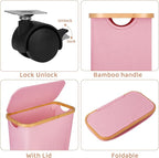 60L Slim Laundry Basket with Wheels, Narrow Hampers - Image 4
