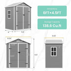 UDPATIO Outdoor Resin Storage Shed 6x4.5 FT, Plastic Garden Shed - Image 2