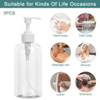 Yebeauty Plastic Pump Bottle, 3 Pack 13.5oz/400ml Stylish Shampoo Bottles - Image 5