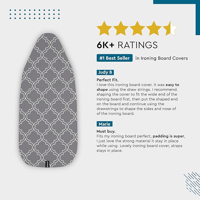Encasa XO Ironing Board Cover and Pad 54"x15" - Image 5