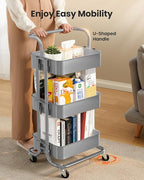 Pipishell 3 Tier Mesh Utility Cart, Rolling Metal Organization Cart - Image 3