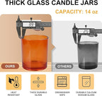 14 OZ Thick Candle Jars for Making Candles 12 Pcs, 3 Wick Empty Jars - Image 2