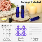 KEYWING 54 Pack Blue Essential Oil Roller Bottles – 10ml Glass Roll-On Bottles - Image 2