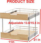 Pull Out Cabinet Organizer, Heavy-Duty Slide Out Shelf, Wood and Wire Basket - Image 2