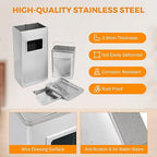 BEAMNOVA Trash Can Indoor Outdoor Metal Stainless Steel Commercial Garbage Can - Image 2