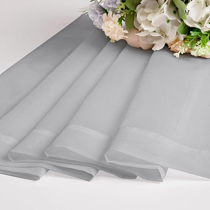 Chyhomenyc Light Grey Sheer Curtains 45 Inch Long 2 Panels, Light Filtering Rod - Image 6