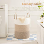Laundry Basket, Woven Cotton Rope Laundry Hamper, 80L - Image 2