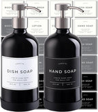 16oz Glass Soap Dispenser with Stainless Steel Pump, 21 Waterproof Labels by Verute