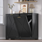 Tilt Out Trash Can Cabinet for 2 Bins, Hidden Recycle Garbage Bin Enclosure by BORNOON