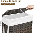 70L Slim Laundry Hamper with Lid & Wheels, Rolling Laundry Basket with 2 - Image 5