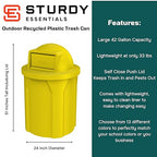 42 Gallon Circle 100% Recycled Plastic Heavy Duty Outdoor Commercial Trash Can - Image 2