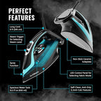PurSteam SteamTech Elite 1750W Steam Iron, Digital Temp Control & LED Display - Image 7