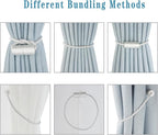 Magnetic Curtain Tiebacks 4 Pack White Curtain Rope Tieback Curtain Holders - Image 4