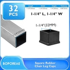 32 Pcs 1-1/4" x 1-1/4" Square Rubber Chair Leg Caps, PVC Table Leg Covers - Image 2