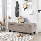 Faux Leather Ottoman with Storage, 42 Inch Rectangular Storage Ottoman Bench - Image 5