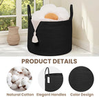 Woven Blanket Basket, 115L Large Rope Storage Bin - Image 3