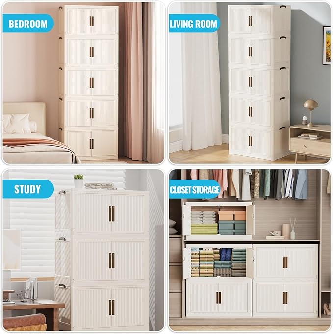 Stackable Storage Bins with 1 lid Stackable Storage Drawers - Image 5