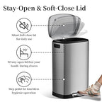 13 Gallon Trash Can with Lid, 50L Fingerprint Proof Stainless Steel Kitchen - Image 4