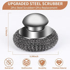 4pcs Steel Wool Scrubber with Replacement Wire Sponge Pads Set, Stainless Steel - Image 4