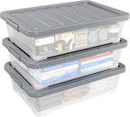 Readsky 3 Packs Large Clear Wheeled Latching Box, 40 L Plastic Underbed Storage - Image 7