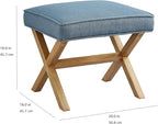 Amazon Basics Small Ottoman Foot Rest, Mid-Century Modern X Square Polyester - Image 3