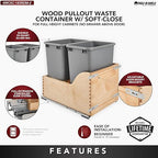 Rev-A-Shelf Pullout Trash Cans for Kitchen Cabinet, Dual 35 Qt Bins - Image 4
