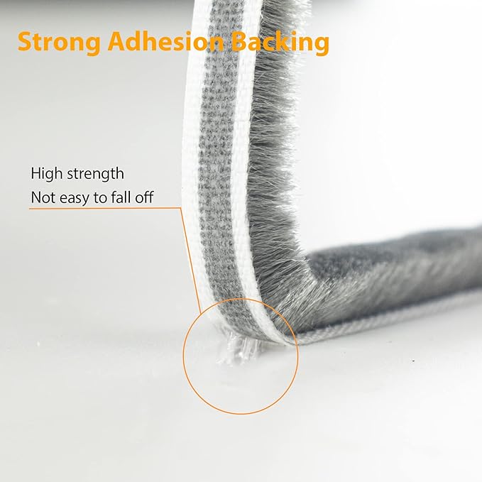 65FT Brush Weather Stripping, Neat Pile Self Adhesive Seal Strip - Image 4