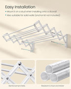 SONGMICS Clothes Drying Rack, Wall-Mounted Drying Rack Clothing, Accordion - Image 6
