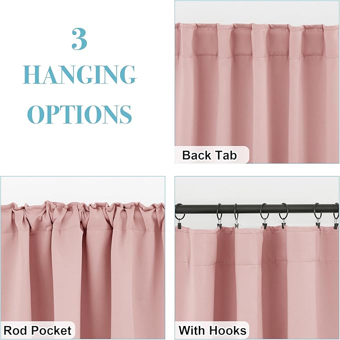 RYB HOME Small Window Curtains Blackout, Privacy Thermal Insulating Drapes - Image 3
