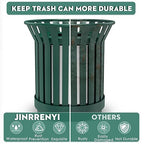 Round Heavy Duty Outdoor Trash Can, Large Metal Slatted Garbage Can - Image 4