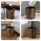 Wood Grain Plastic Trash Can Bedroom, Square 2-Pack, 3.7 Gal Farmhouse - Image 7