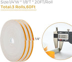 60 Feet Weather Stripping Door Seal, 1/4" Wide X 1/8" Thick Door Seal Strip - Image 3