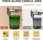 14 OZ Thick Candle Jars for Making Candles 12 Pcs, 3 Wick Empty Jars - Image 2