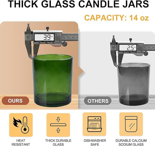 14 OZ Thick Candle Jars for Making Candles 12 Pcs, 3 Wick Empty Jars - Image 2