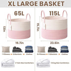 Woven Blanket Basket, 65L Large Rope Storage Bin - Image 2