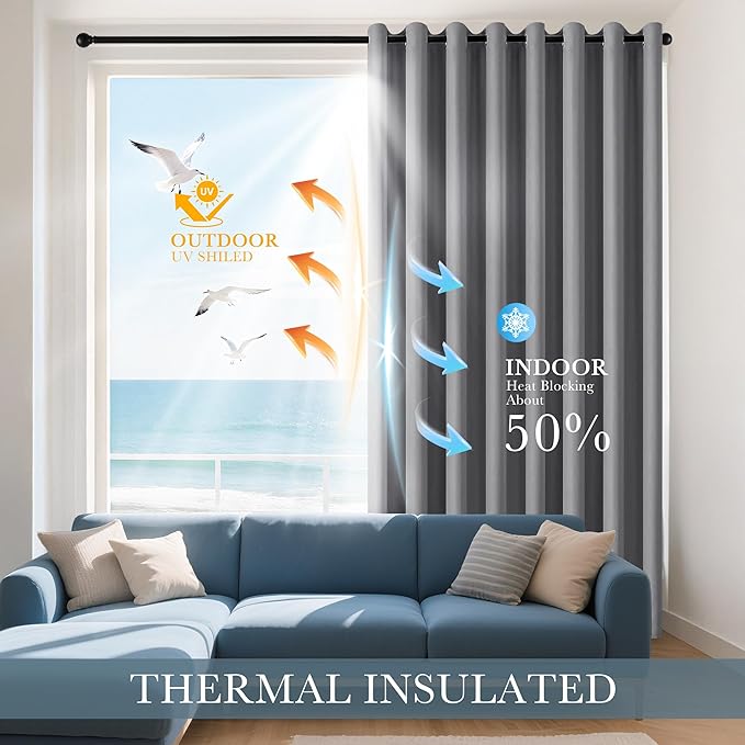 PONY DANCE Sliver Grey Blackout Curtains - Image 3