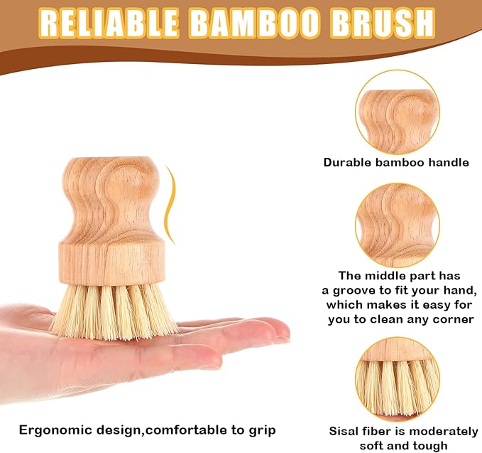 Nuenen 40 Packs Bamboo Dish Scrub Brushes Wooden Scrubbers Set Kitchen - Image 5