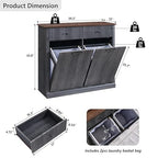 Modern Double Tilt-Out Trash Cabinet, 20 Gallon Fluted Laundry Hamper Cabinet - Image 2