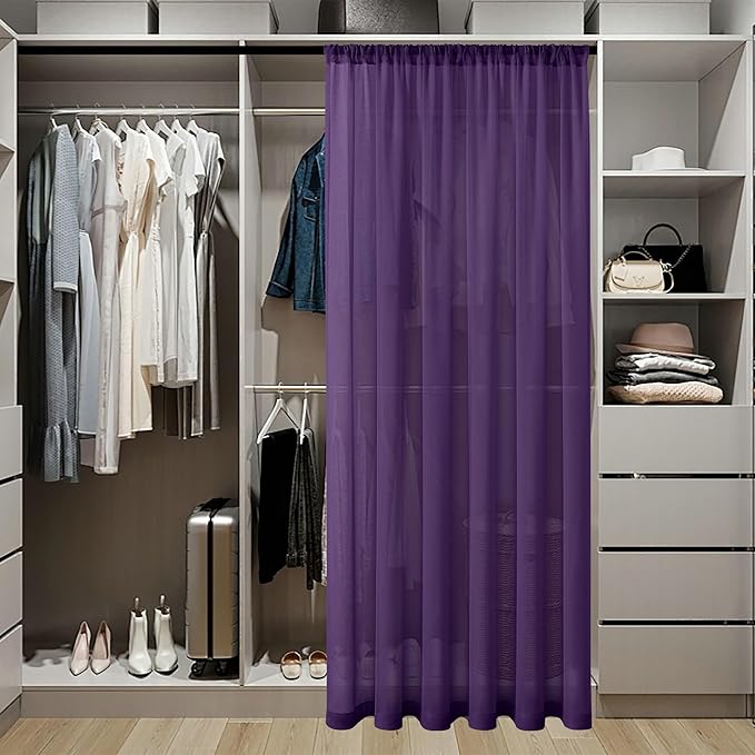 Tollpiz Sheer Door Curtain Closet Linen Textured Curtains Sheer Doorway Light - Image 3