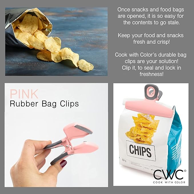 COOK WITH COLOR Bag Clips, Heavy Duty Chip Clip and Refrigerator Magnet Clips - Image 2