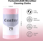 Microfiber Cloth Roll 75 Pack, Tear Away Microfiber Towels 12x12 Inch, Reusable - Image 4
