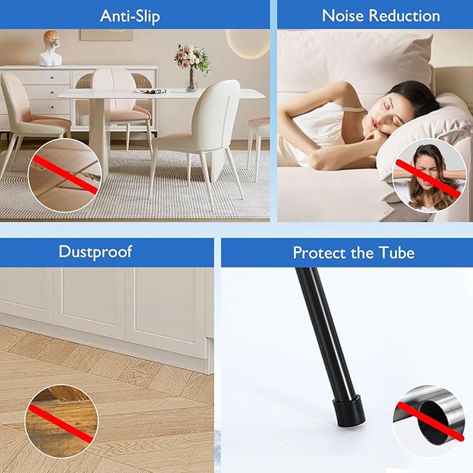 4 Pcs 1" Round Rubber Chair Leg Caps, PVC Table Leg Covers, Flexible & - Image 6