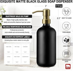 GMISUN Gold Soap Dispenser, 2 Pack Matte Black Glass Bathroom Hand Soap - Image 3