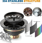 BOTEMY Stainless Steel Bronze Sink Drain Strainer Kit 3-1/4 inch Kitchen Drain - Image 2