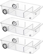 Fridge Organizer Bins With Wheels, 3 Pack Roll Out Refrigerator Organizers And by LXLXXL