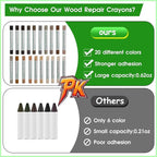 Furniture Markers Touch Up, 20 Colors Wood Filler Sticks, Wood Wax Crayons - Image 3